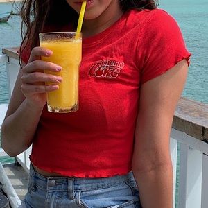 Cherry coke red ruffled crop top